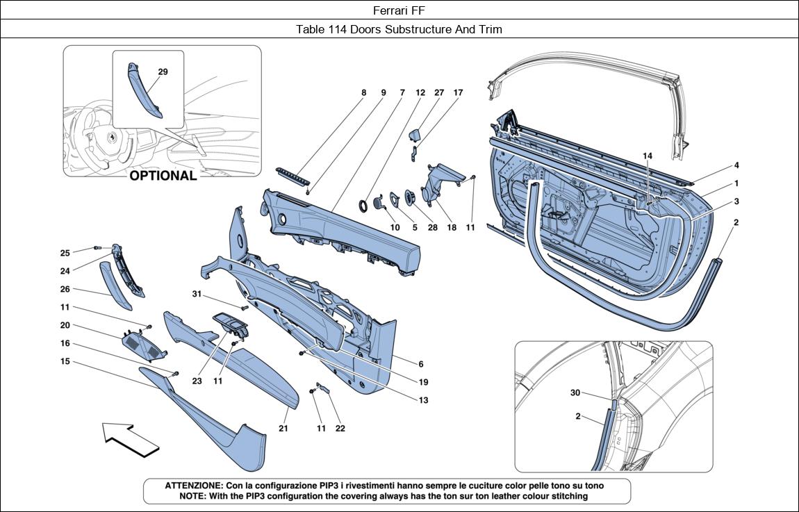 Ferrari Parts Ferrari FF Table 114 Doors Substructure And Trim