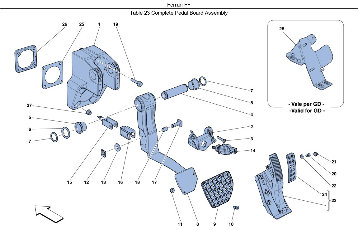 Ferrari Parts Ferrari FF Table 23 Complete Pedal Board Assembly
