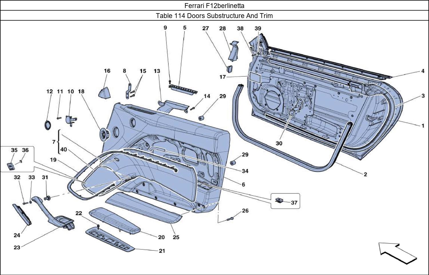 Ferrari Parts Ferrari F12berlinetta Table 114 Doors Substructure And Trim