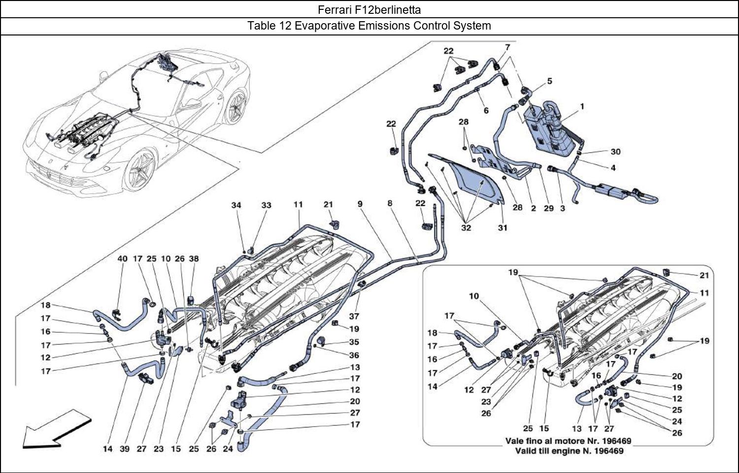 Ferrari Parts Ferrari F12berlinetta Table 12 Evaporative Emissions Control System