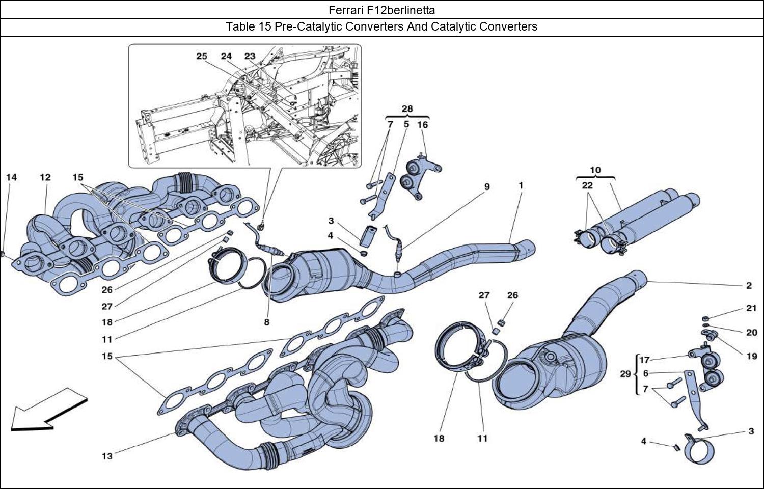 Ferrari Parts Ferrari F12berlinetta Table 15 Pre-Catalytic Converters And Catalytic Converters