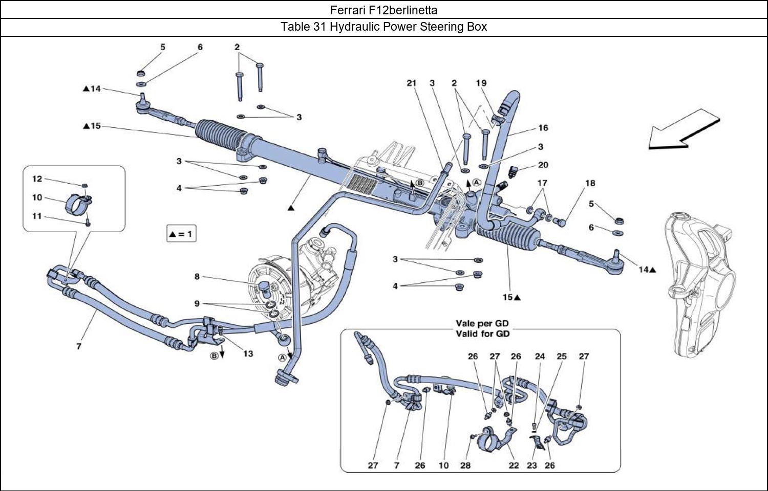 Ferrari Parts Ferrari F12berlinetta Table 31 Hydraulic Power Steering Box