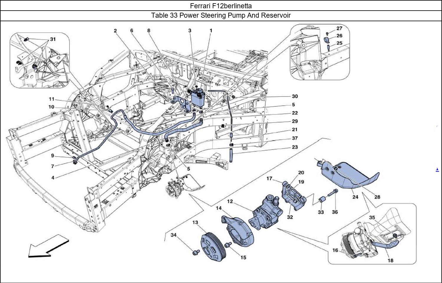 Ferrari Parts Ferrari F12berlinetta Table 33 Power Steering Pump And Reservoir
