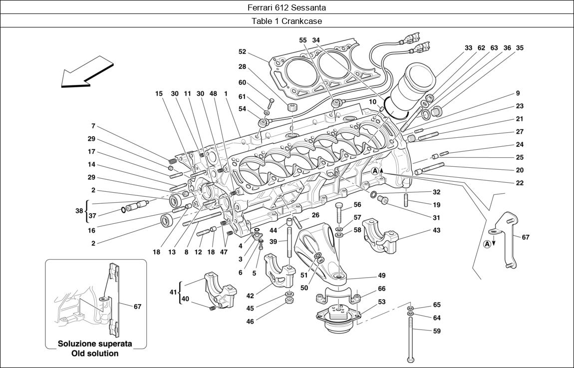 Ferrari Parts Ferrari 612 Sessanta Table 1 Crankcase