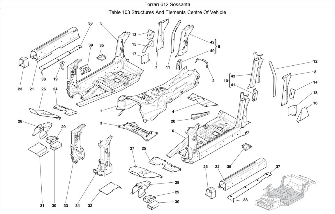Ferrari Parts Ferrari 612 Sessanta Table 103 Structures And Elements Centre Of Vehicle