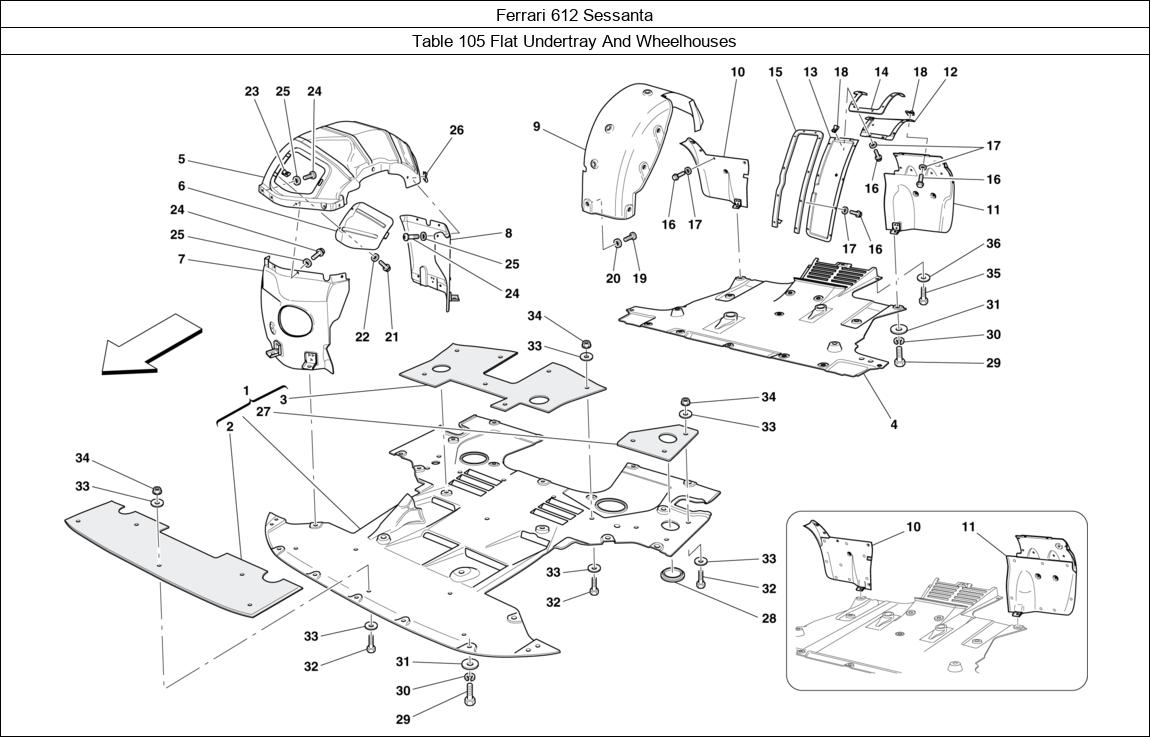 Ferrari Parts Ferrari 612 Sessanta Table 105 Flat Undertray And Wheelhouses