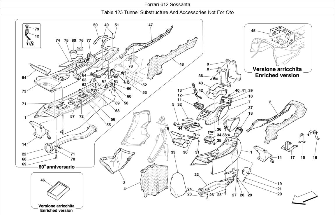 Ferrari Parts Ferrari 612 Sessanta Table 123 Tunnel Substructure And Accessories Not For Oto