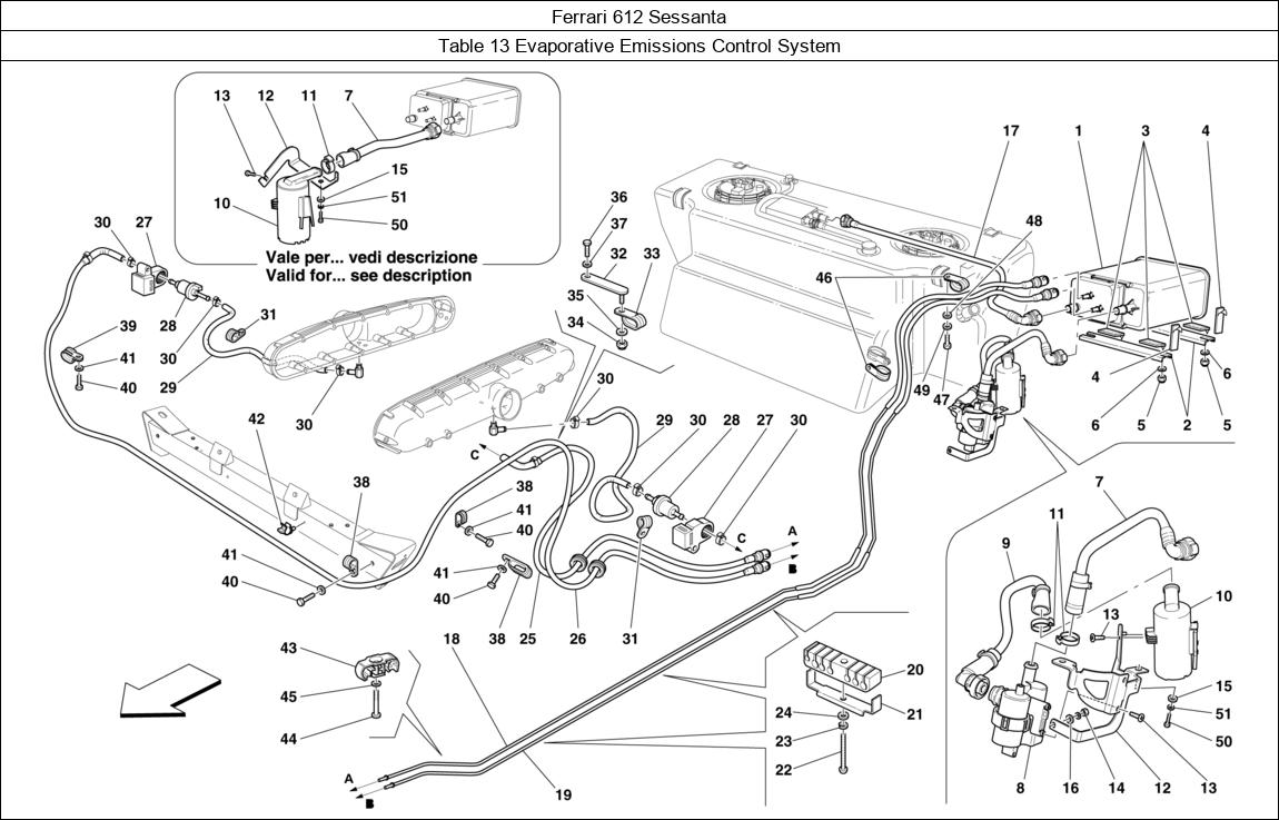 Ferrari Parts Ferrari 612 Sessanta Table 13 Evaporative Emissions Control System
