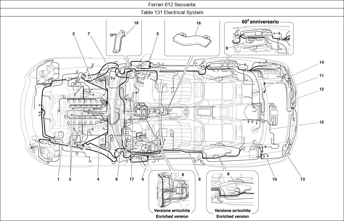Ferrari Parts Ferrari 612 Sessanta Table 131 Electrical System