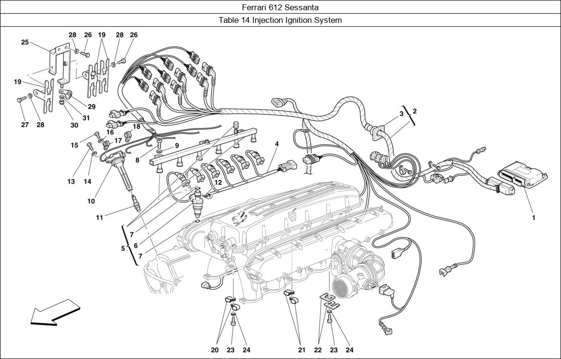Ferrari Parts Ferrari 612 Sessanta Table 14 Injection Ignition System