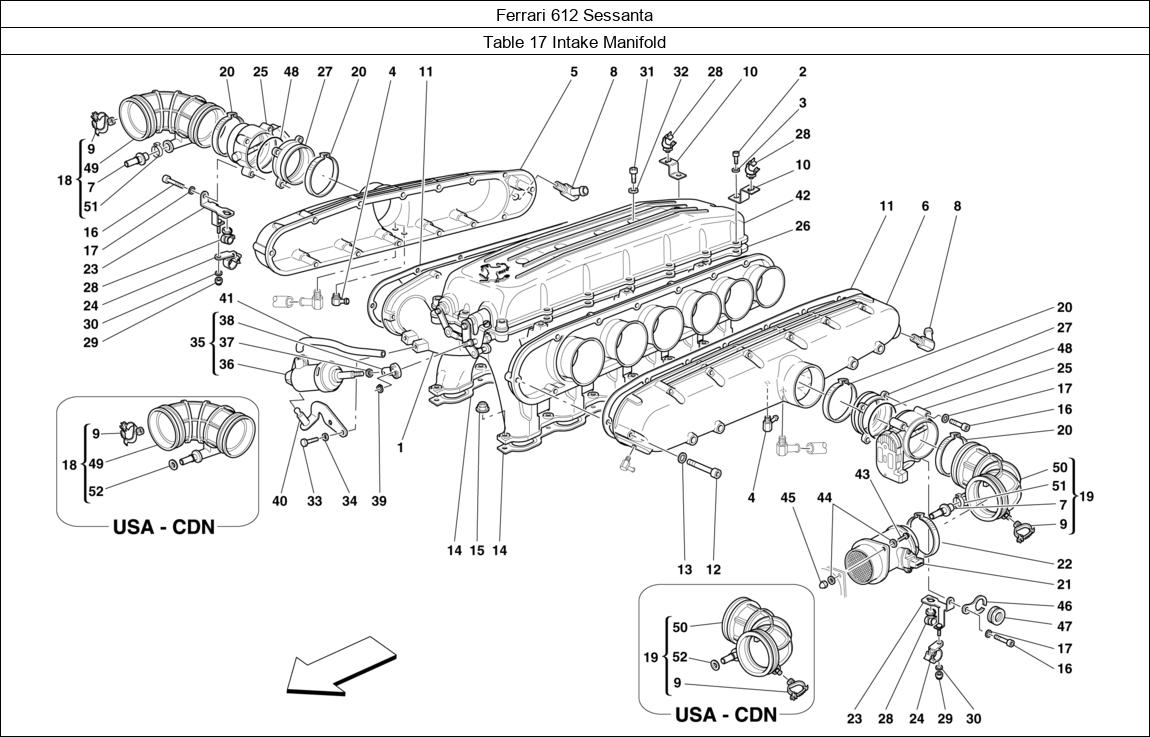 Ferrari Parts Ferrari 612 Sessanta Table 17 Intake Manifold