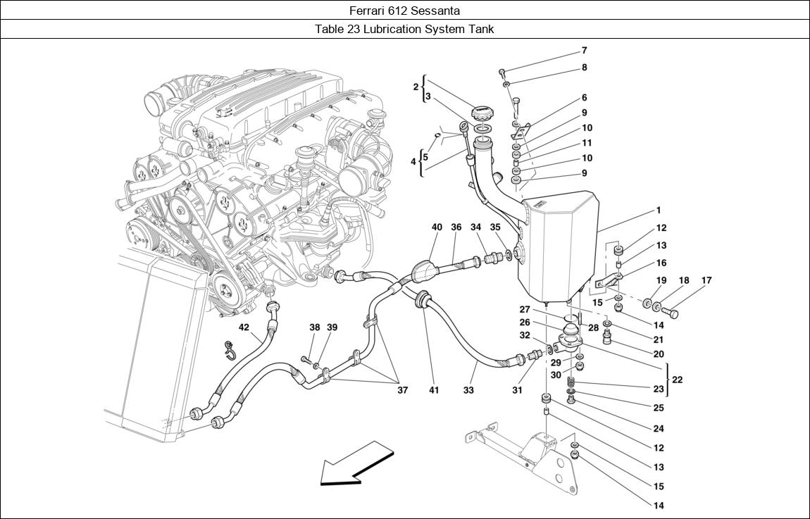 Ferrari Parts Ferrari 612 Sessanta Table 23 Lubrication System Tank