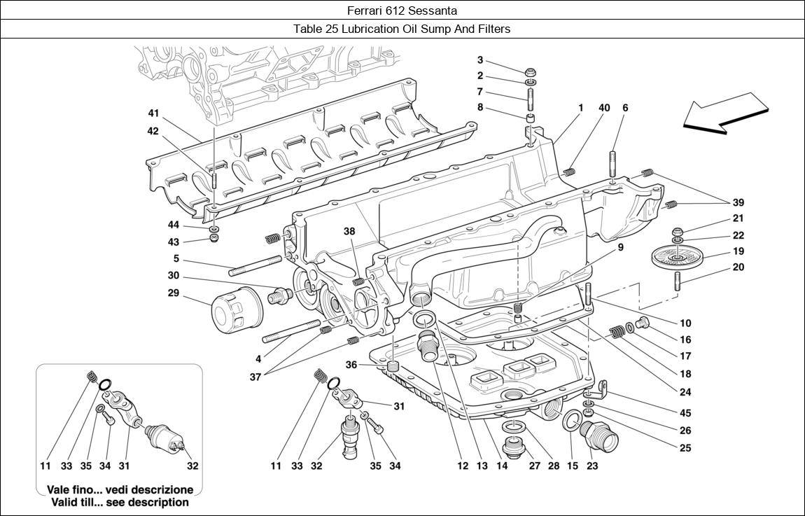 Ferrari Parts Ferrari 612 Sessanta Table 25 Lubrication Oil Sump And Filters