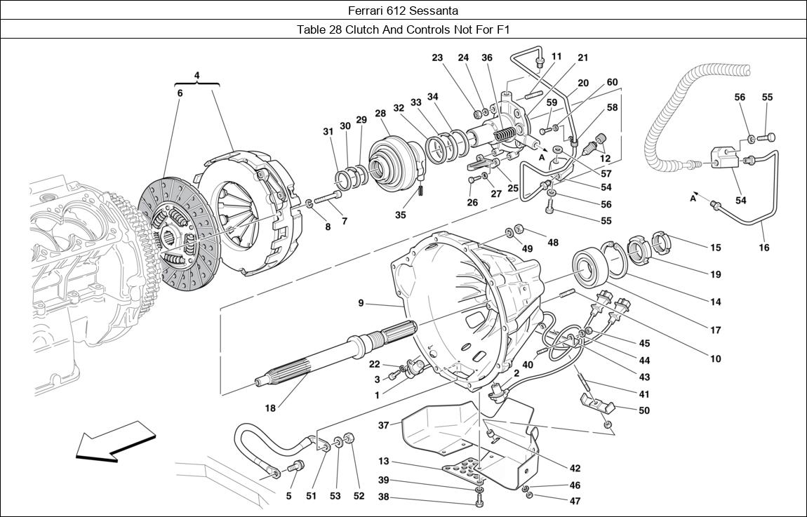 Ferrari Parts Ferrari 612 Sessanta Table 28 Clutch And Controls Not For F1
