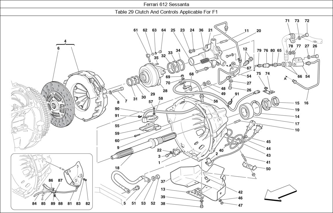 Ferrari Parts Ferrari 612 Sessanta Table 29 Clutch And Controls Applicable For F1