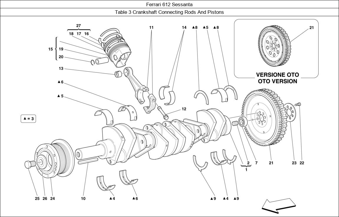Ferrari Parts Ferrari 612 Sessanta Table 3 Crankshaft Connecting Rods And Pistons