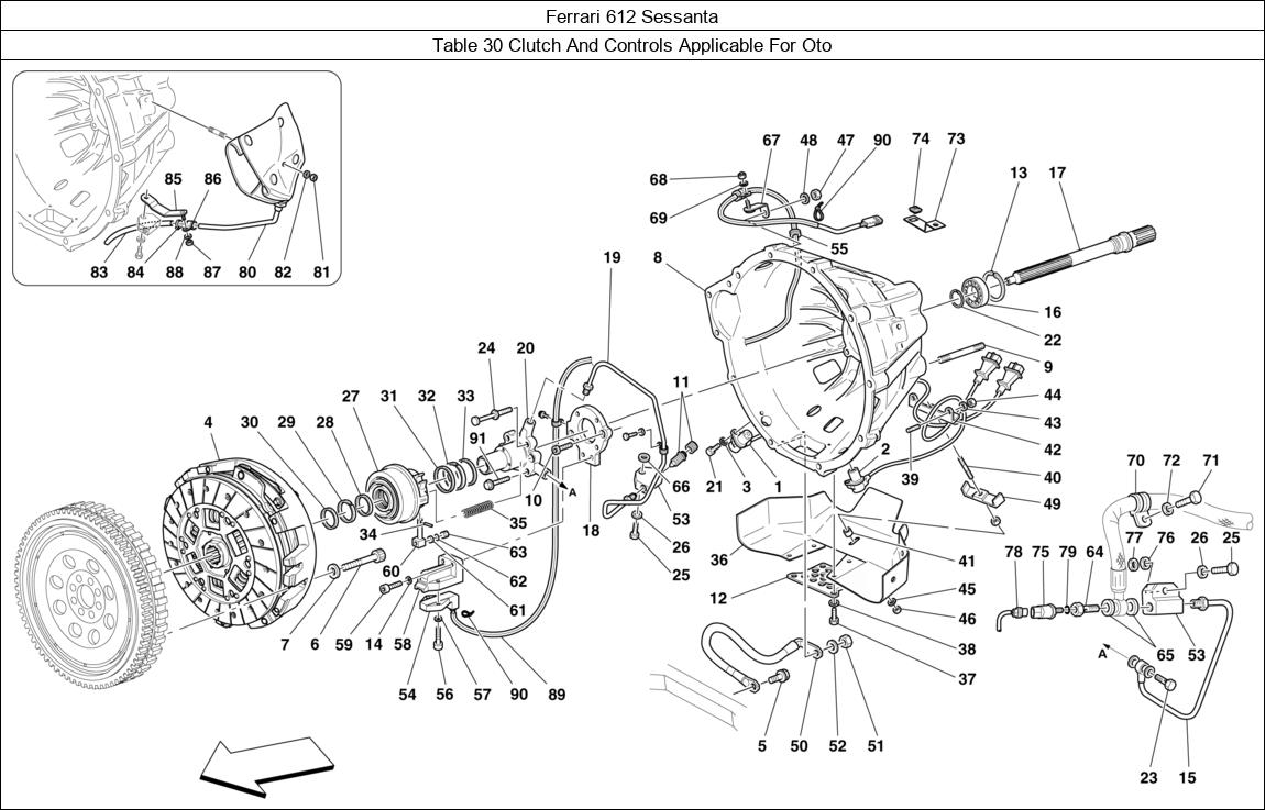 Ferrari Parts Ferrari 612 Sessanta Table 30 Clutch And Controls Applicable For Oto