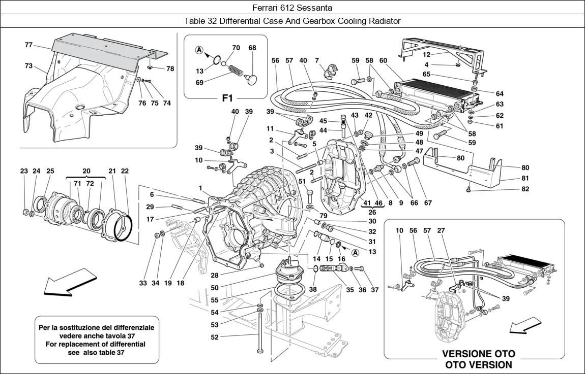 Ferrari Parts Ferrari 612 Sessanta Table 32 Differential Case And Gearbox Cooling Radiator