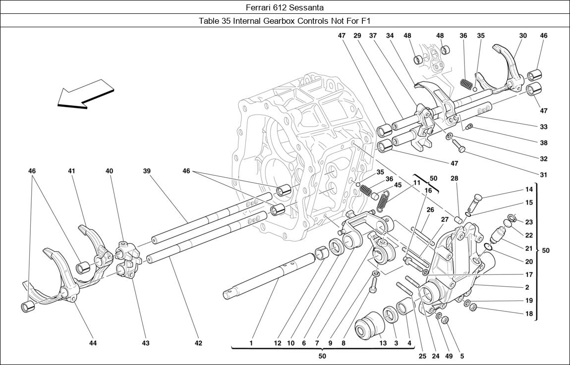 Ferrari Parts Ferrari 612 Sessanta Table 35 Internal Gearbox Controls Not For F1