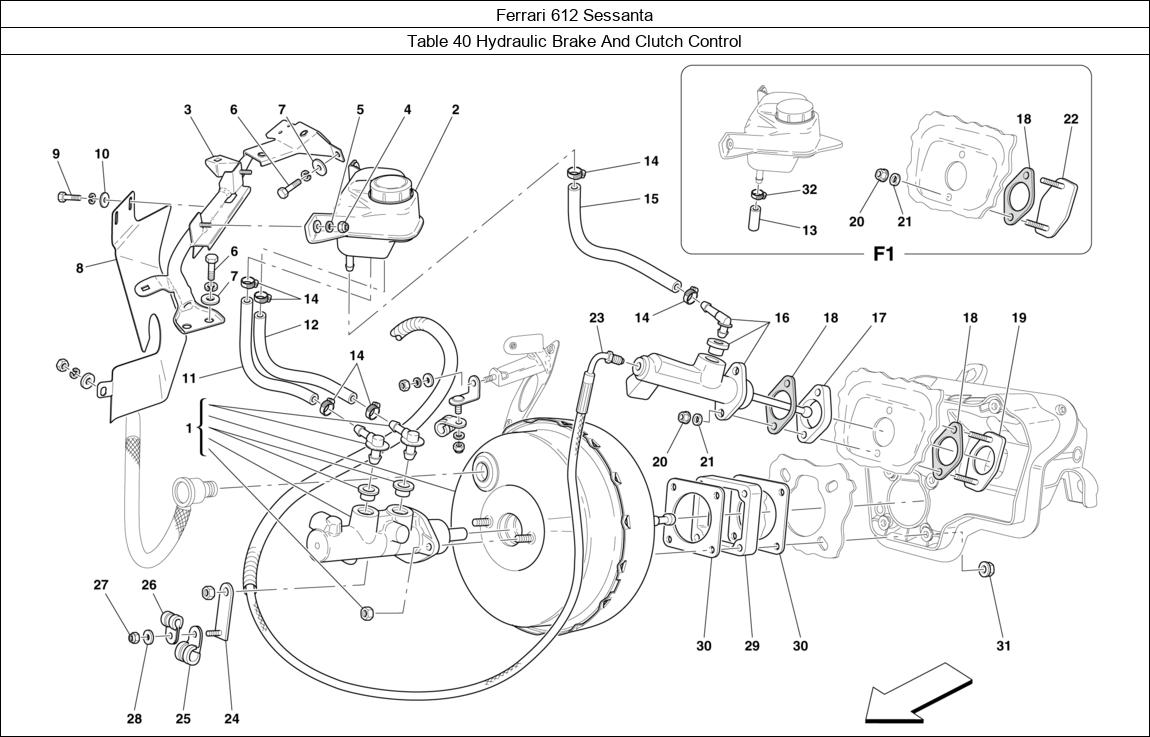 Ferrari Parts Ferrari 612 Sessanta Table 40 Hydraulic Brake And Clutch Control