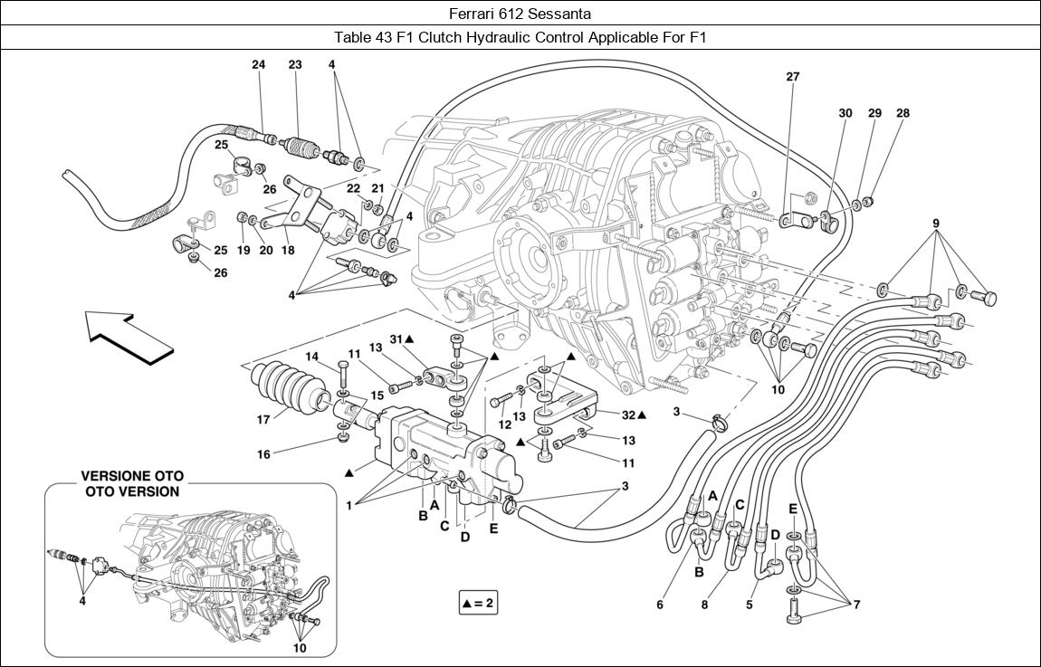 Ferrari Parts Ferrari 612 Sessanta Table 43 F1 Clutch Hydraulic Control Applicable For F1