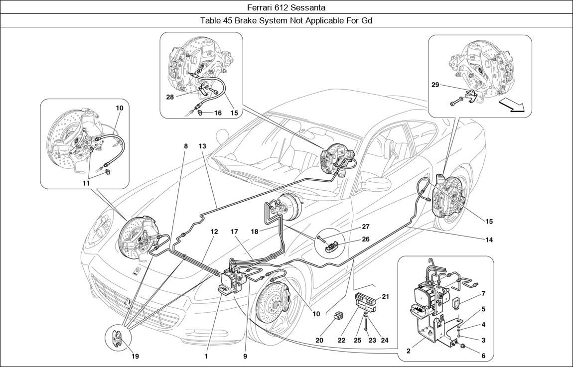 Ferrari Parts Ferrari 612 Sessanta Table 45 Brake System Not Applicable For Gd