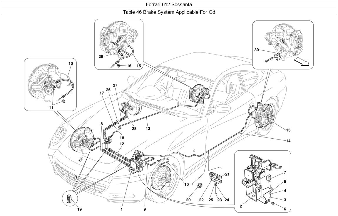 Ferrari Parts Ferrari 612 Sessanta Table 46 Brake System Applicable For Gd