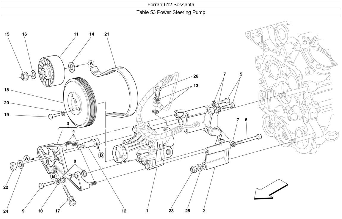 Ferrari Parts Ferrari 612 Sessanta Table 53 Power Steering Pump