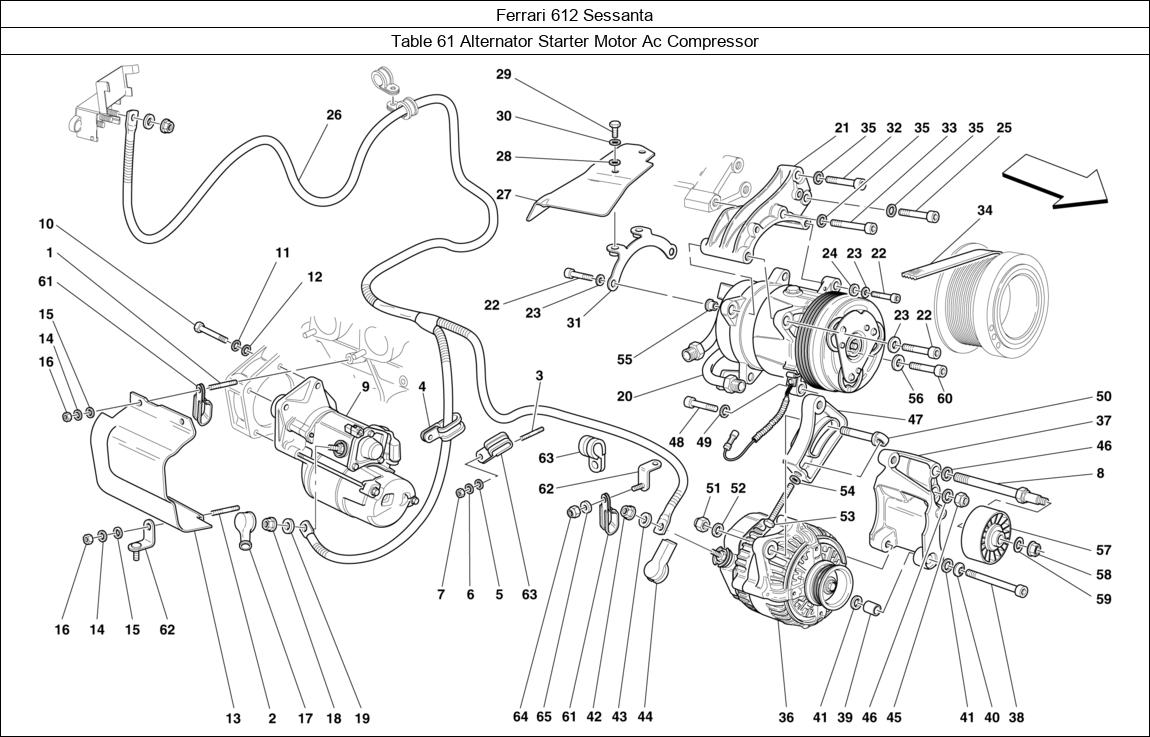 Ferrari Parts Ferrari 612 Sessanta Table 61 Alternator Starter Motor Ac Compressor