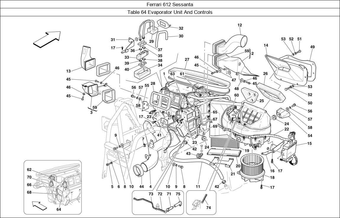 Ferrari Parts Ferrari 612 Sessanta Table 64 Evaporator Unit And Controls