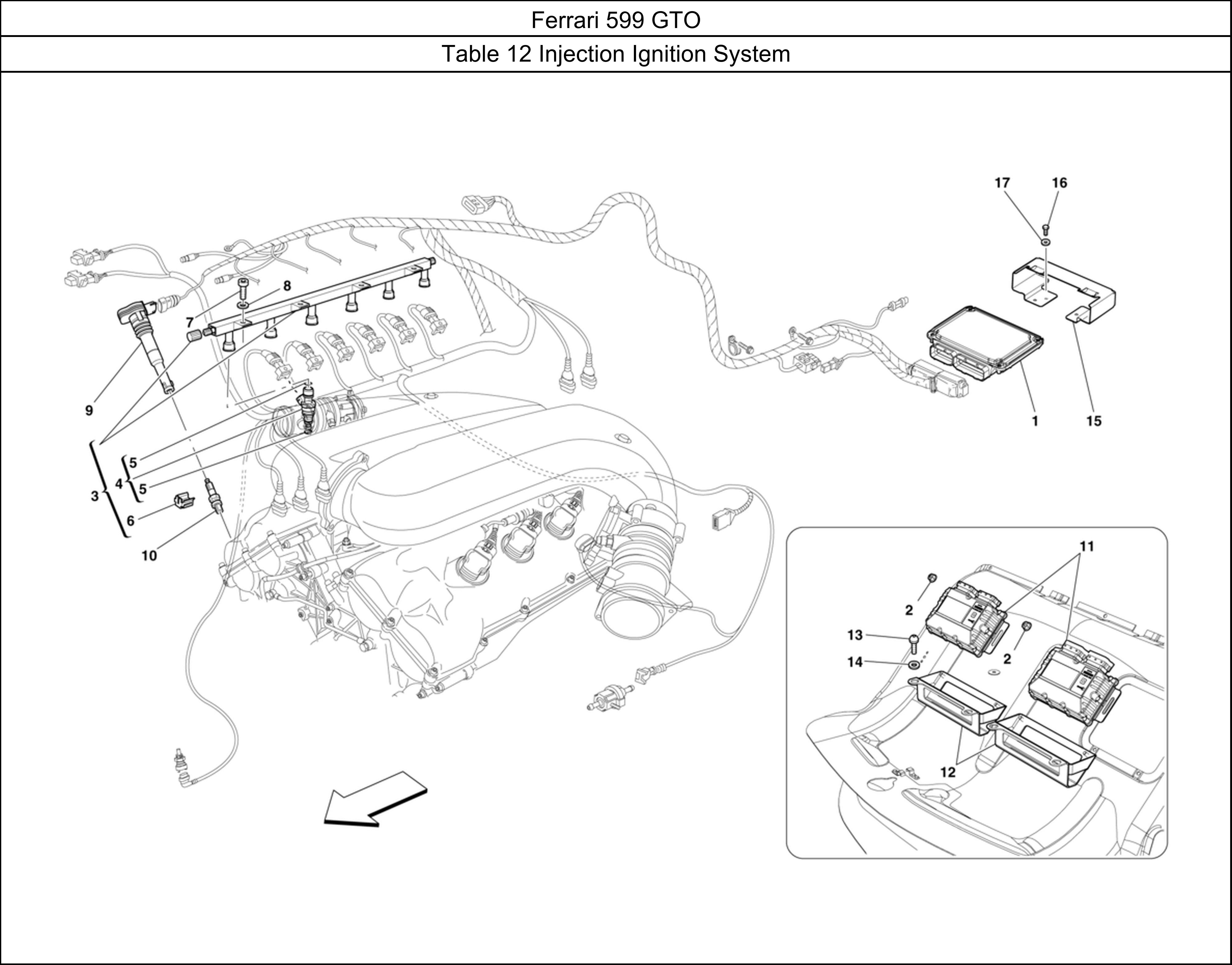 Ferrari Parts Ferrari 599 GTO Table 12 Injection Ignition System