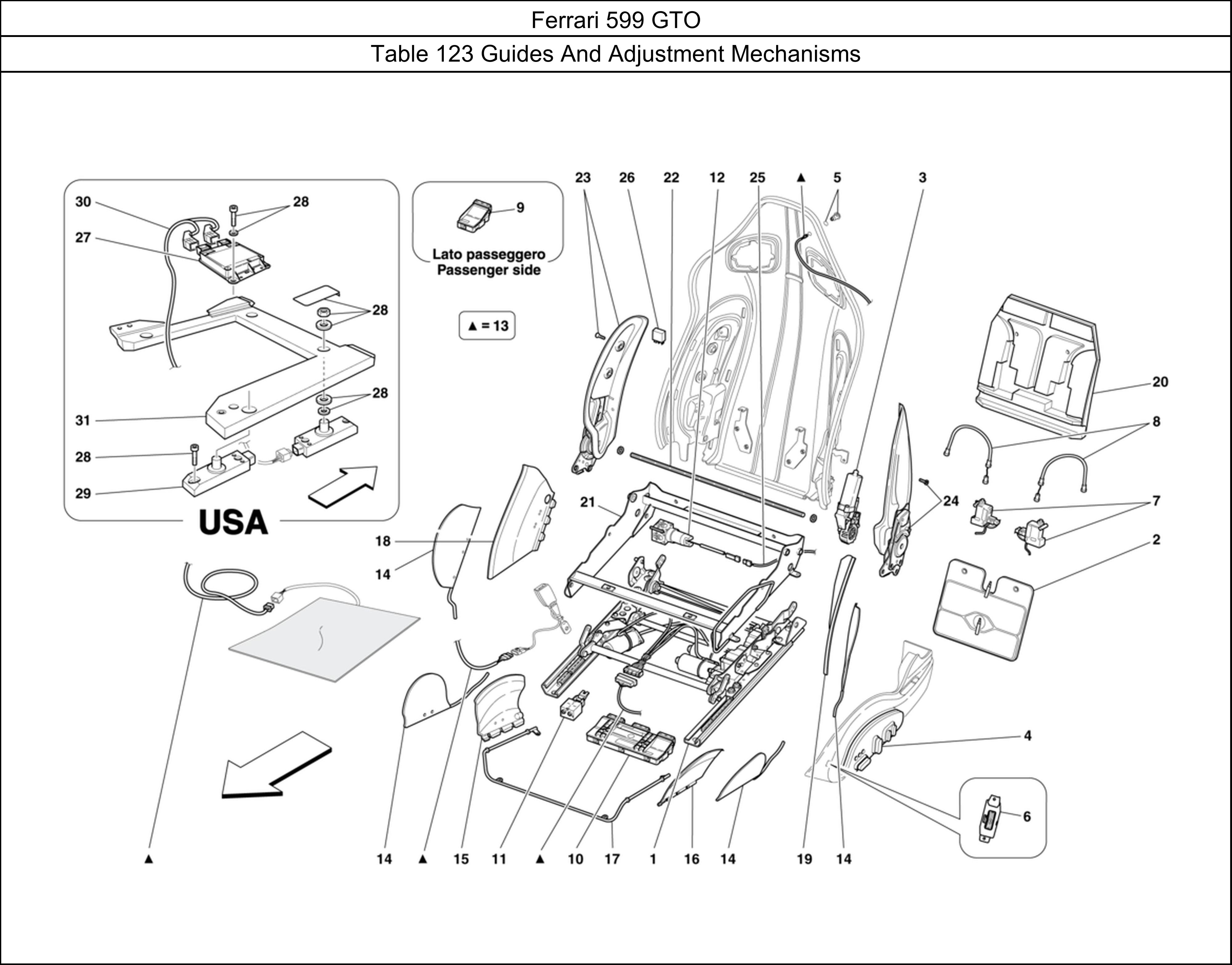 Ferrari Parts Ferrari 599 GTO Table 123 Guides And Adjustment Mechanisms
