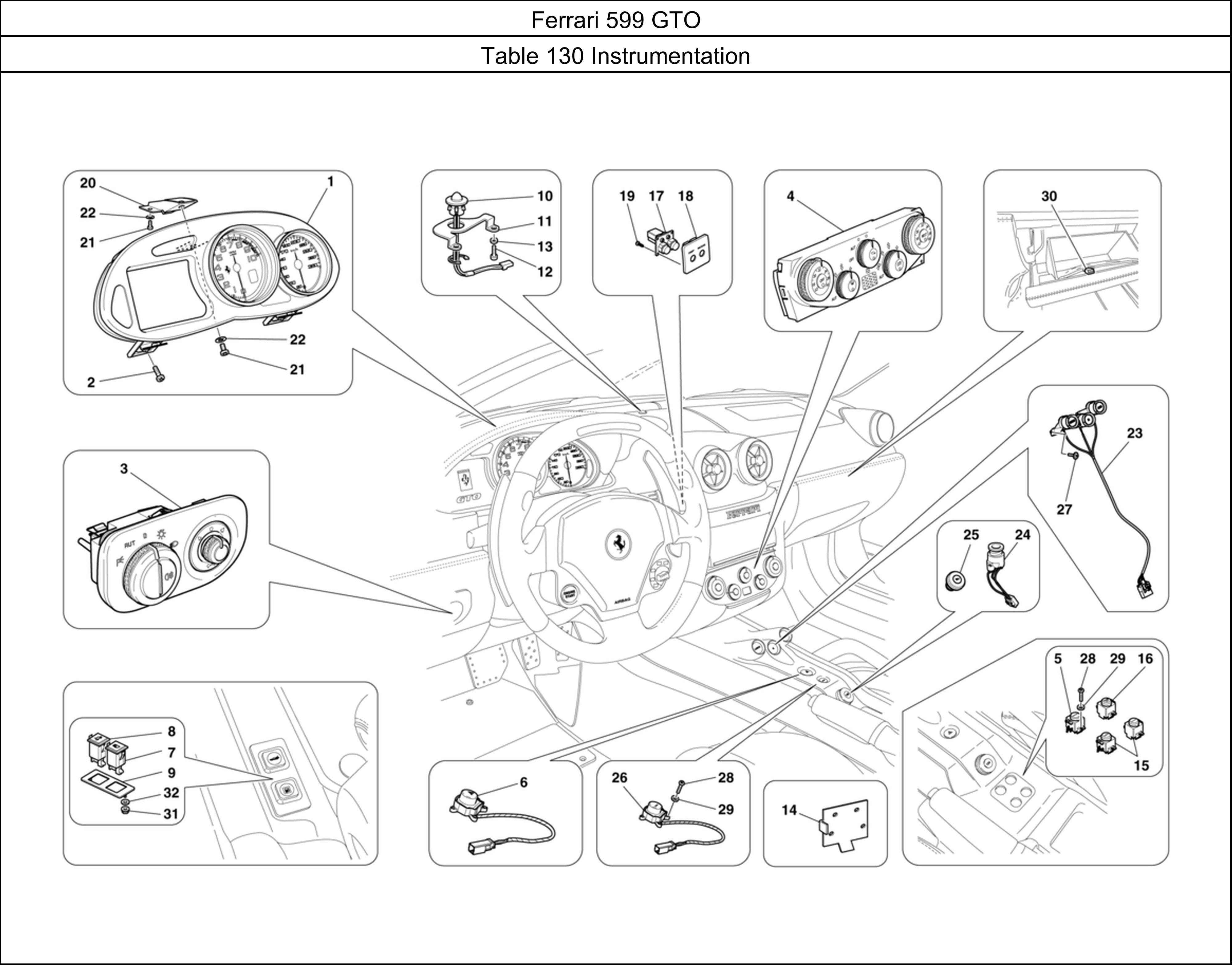 Ferrari Parts Ferrari 599 GTO Table 130 Instrumentation
