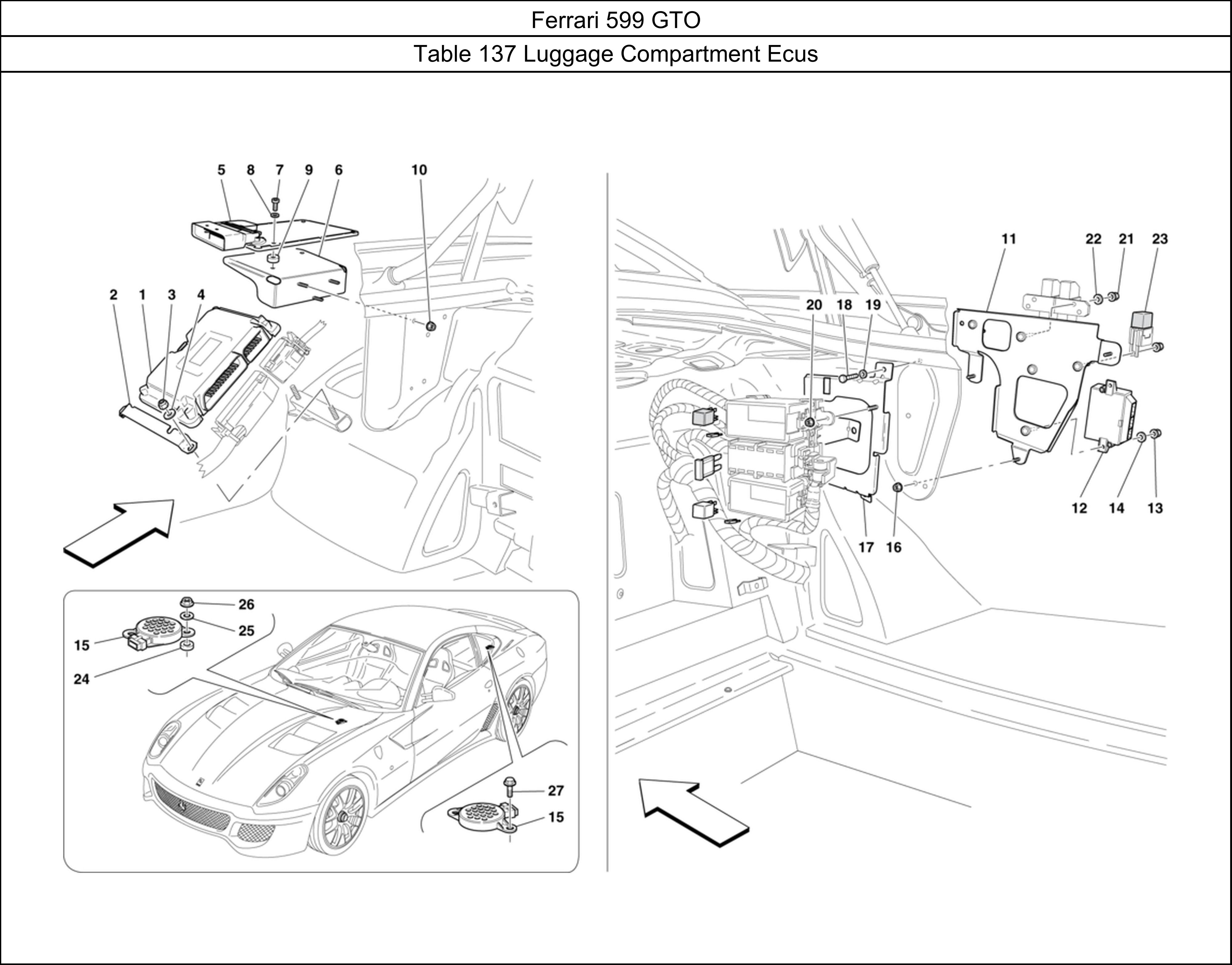 Ferrari Parts Ferrari 599 GTO Table 137 Luggage Compartment Ecus