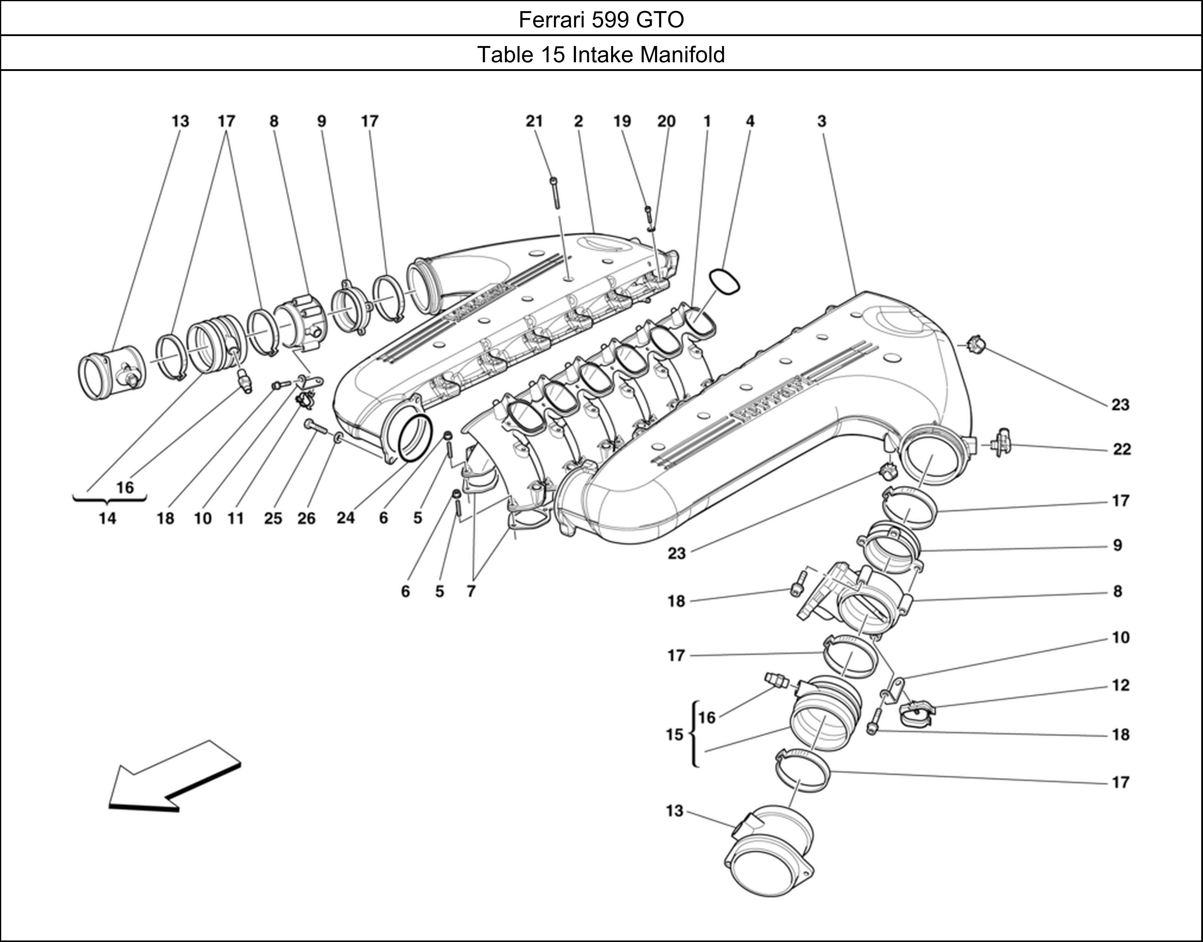 Ferrari Parts Ferrari 599 GTO Table 15 Intake Manifold