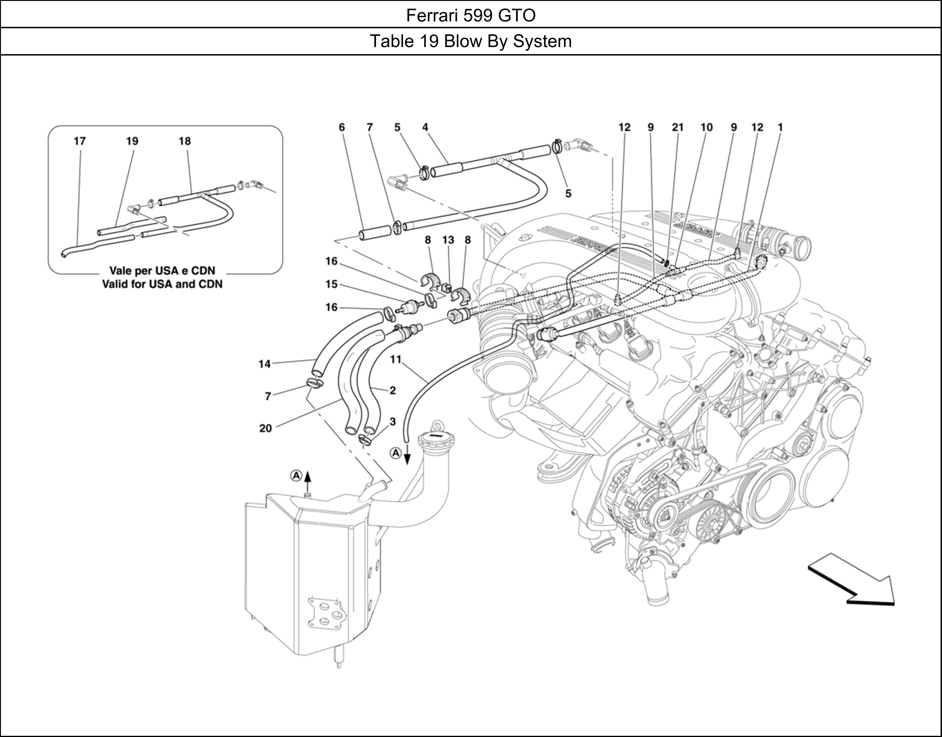 Ferrari Parts Ferrari 599 GTO Table 19 Blow By System