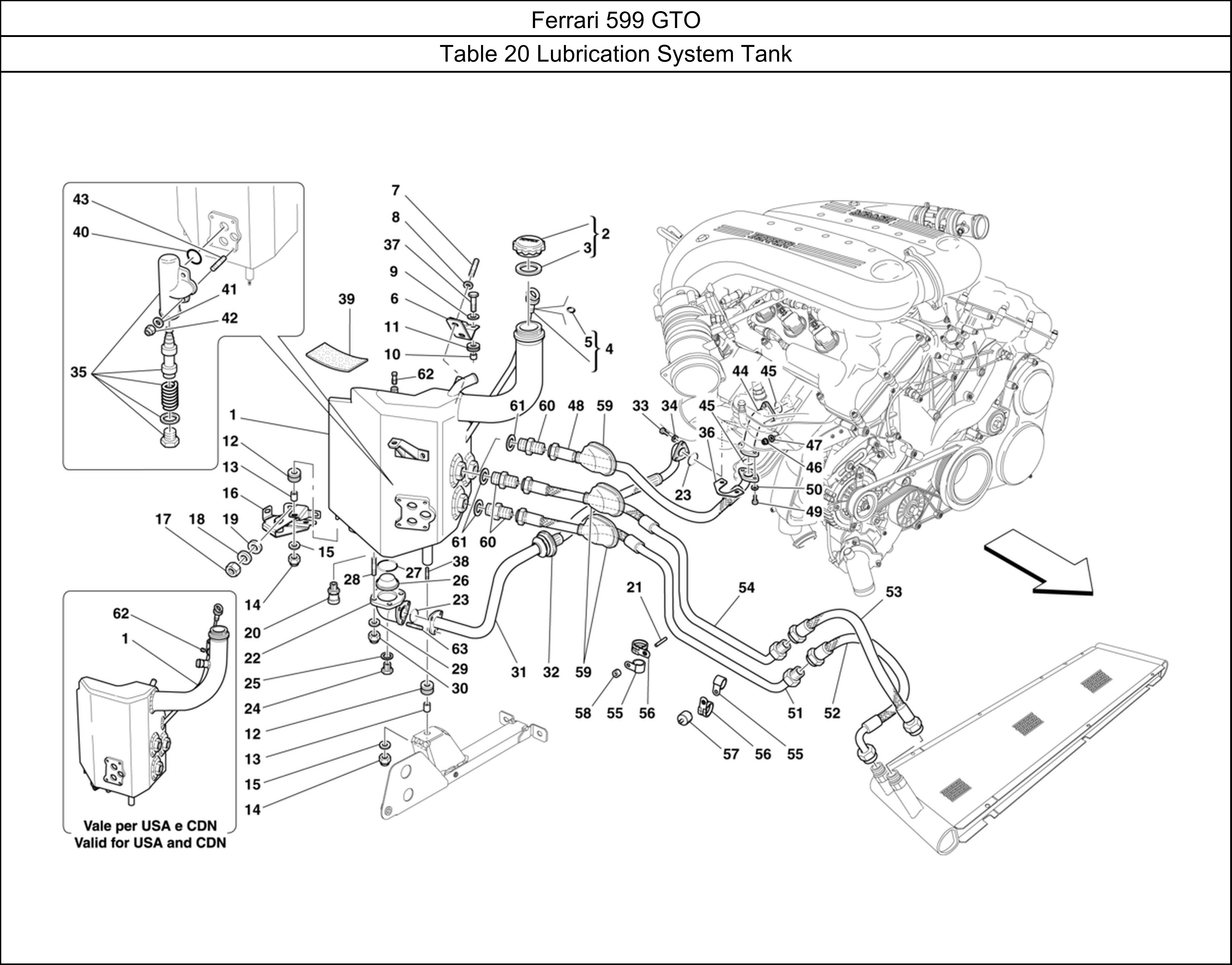 Ferrari Parts Ferrari 599 GTO Table 20 Lubrication System Tank