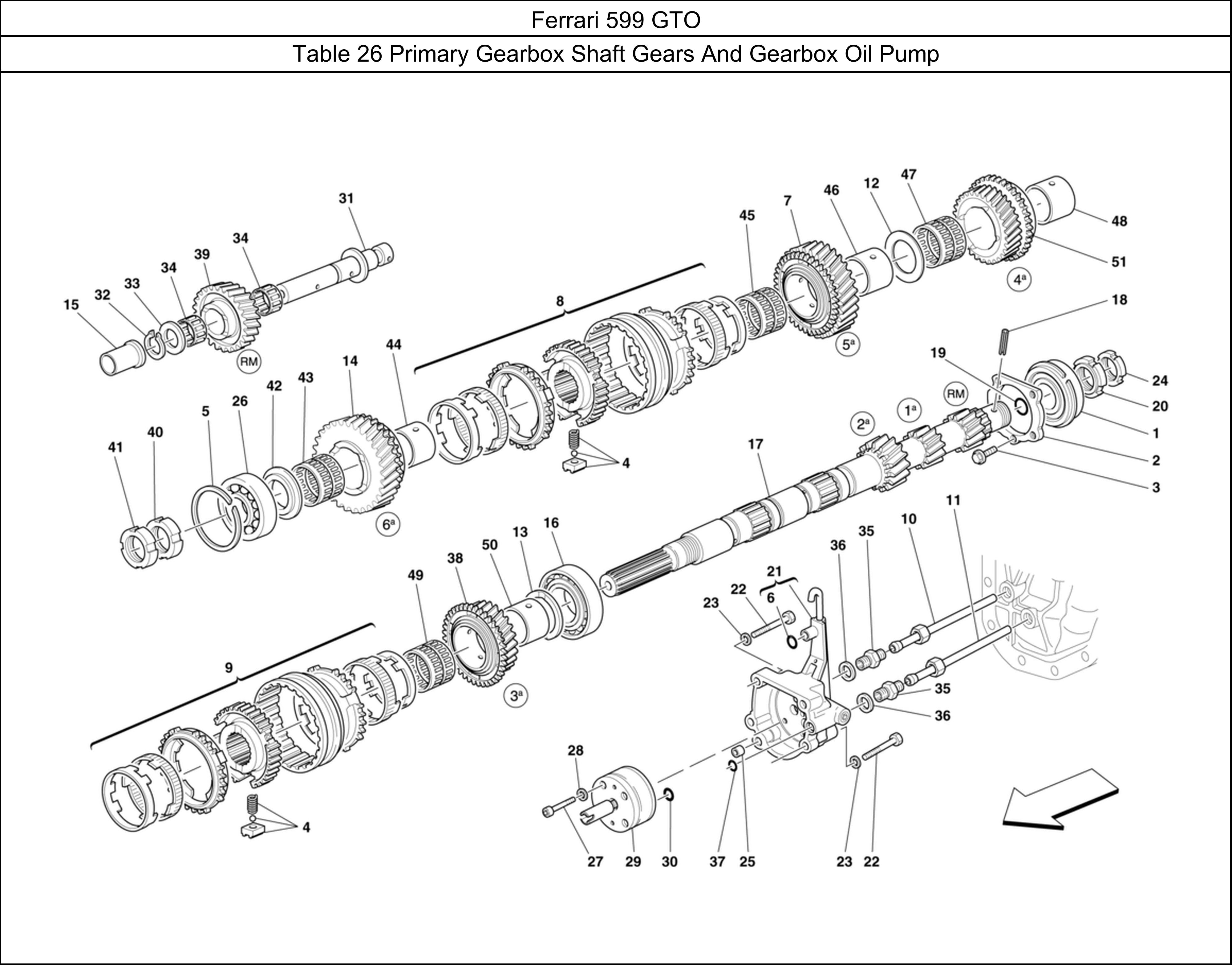 Ferrari Parts Ferrari 599 GTO Table 26 Primary Gearbox Shaft Gears And Gearbox Oil Pump