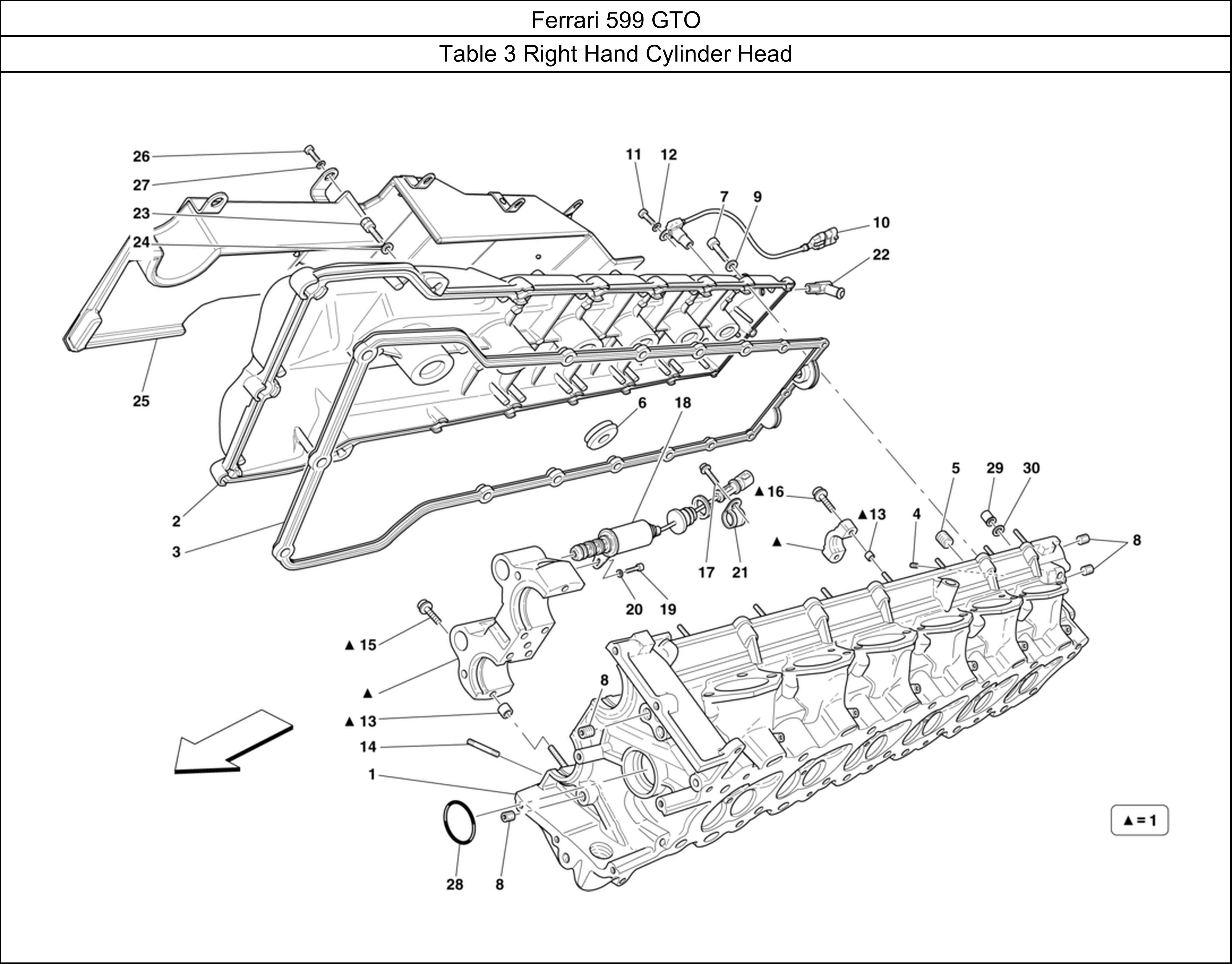 Ferrari Parts Ferrari 599 GTO Table 3 Right Hand Cylinder Head