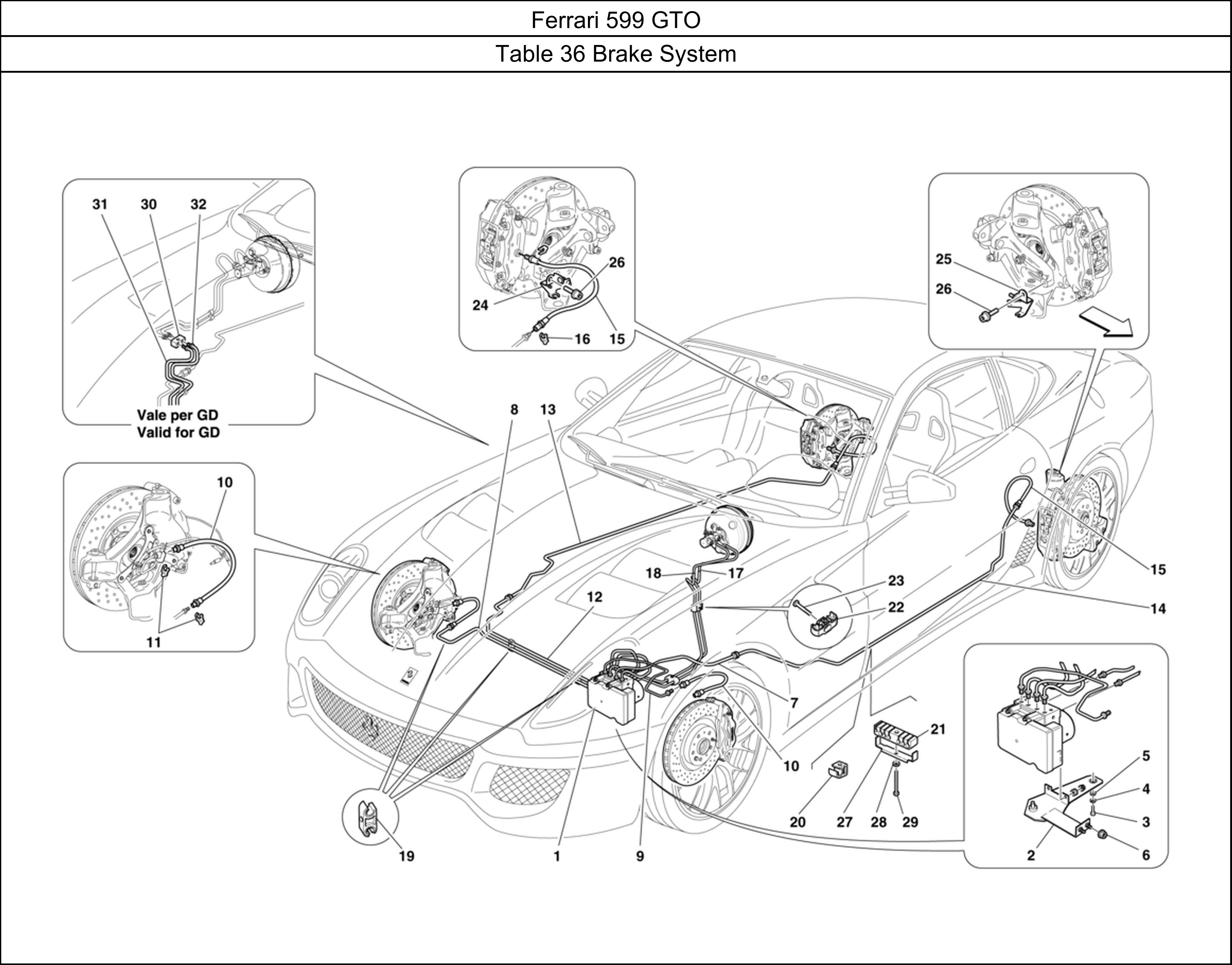 Ferrari Parts Ferrari 599 GTO Table 36 Brake System