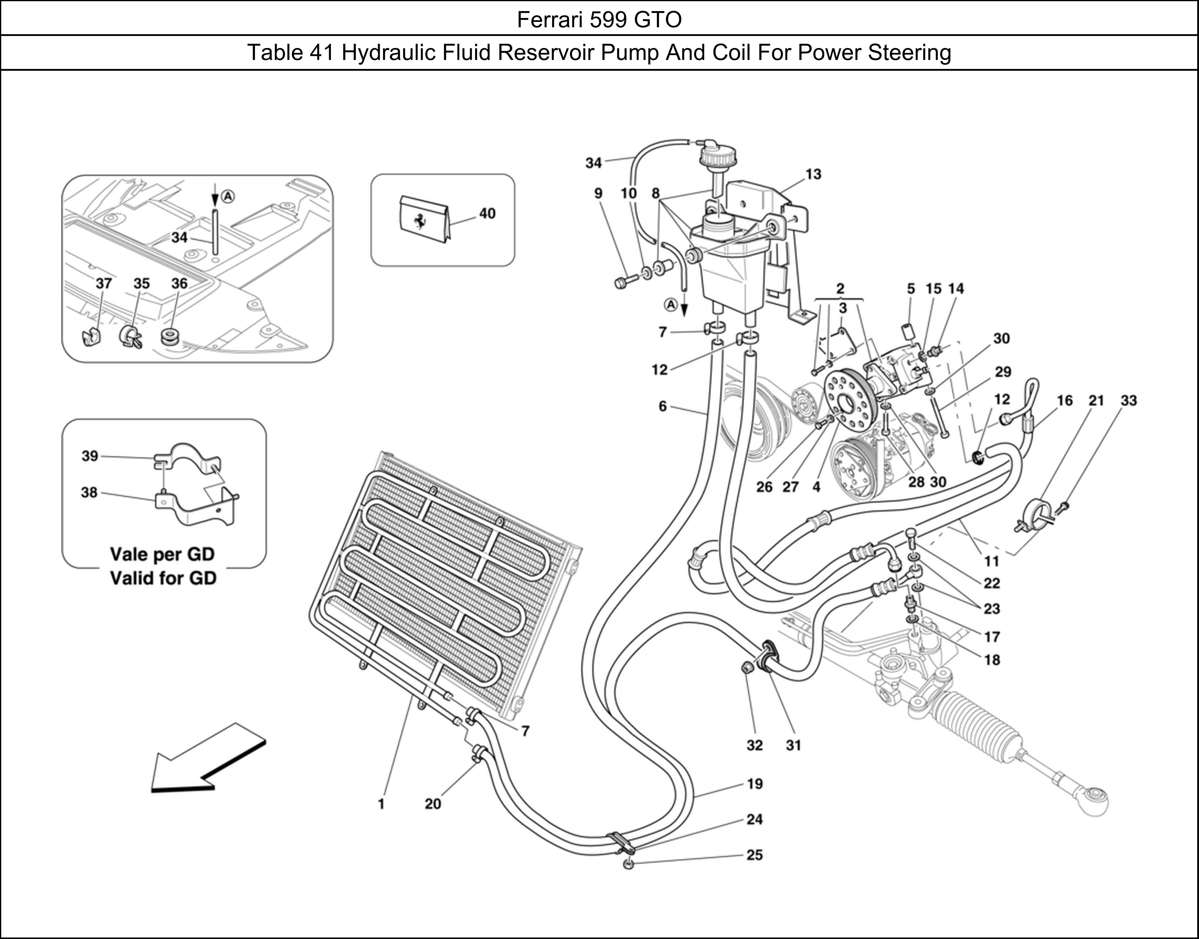 Ferrari Parts Ferrari 599 GTO Table 41 Hydraulic Fluid Reservoir Pump And Coil For Power Steering