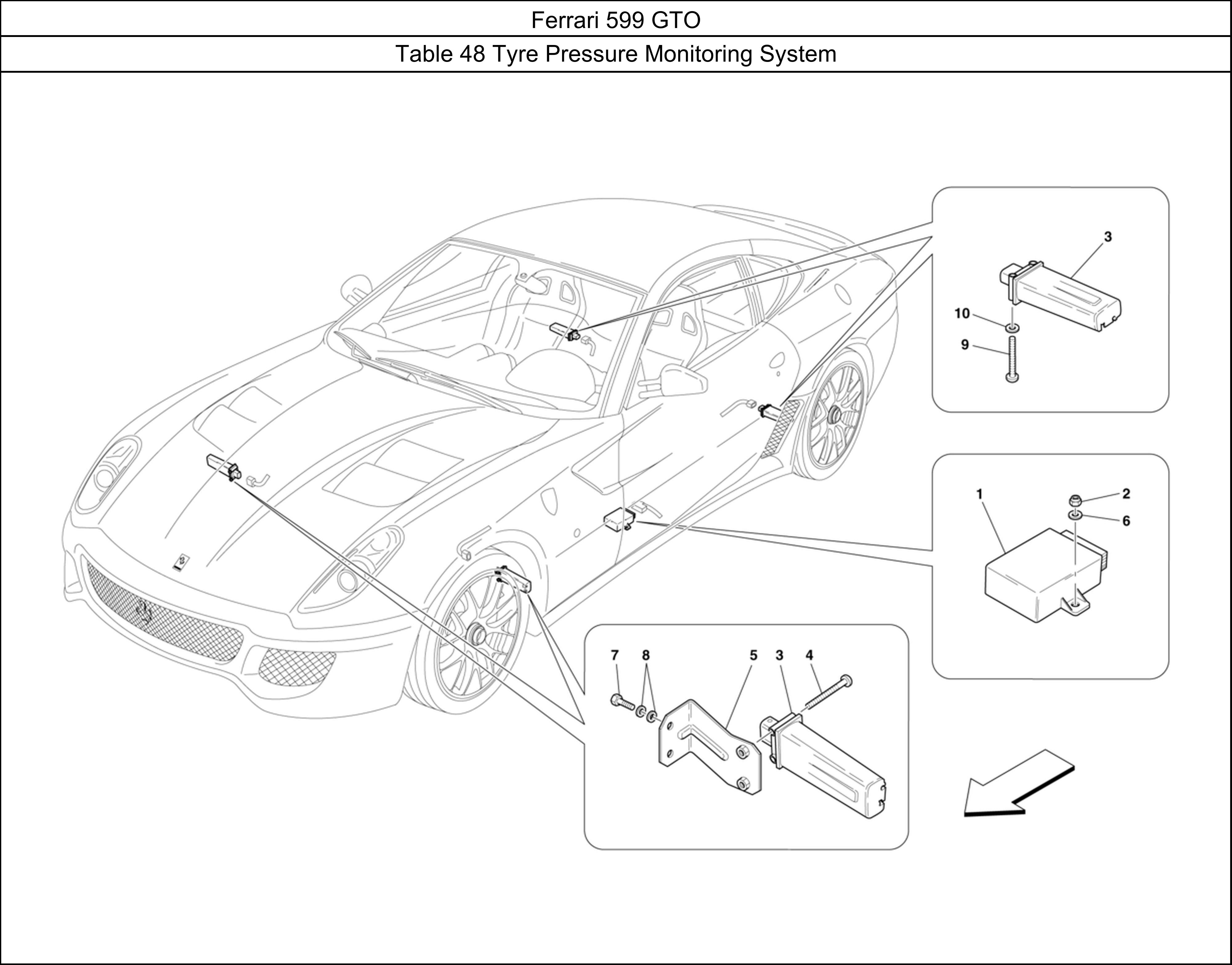Ferrari Parts Ferrari 599 GTO Table 48 Tyre Pressure Monitoring System