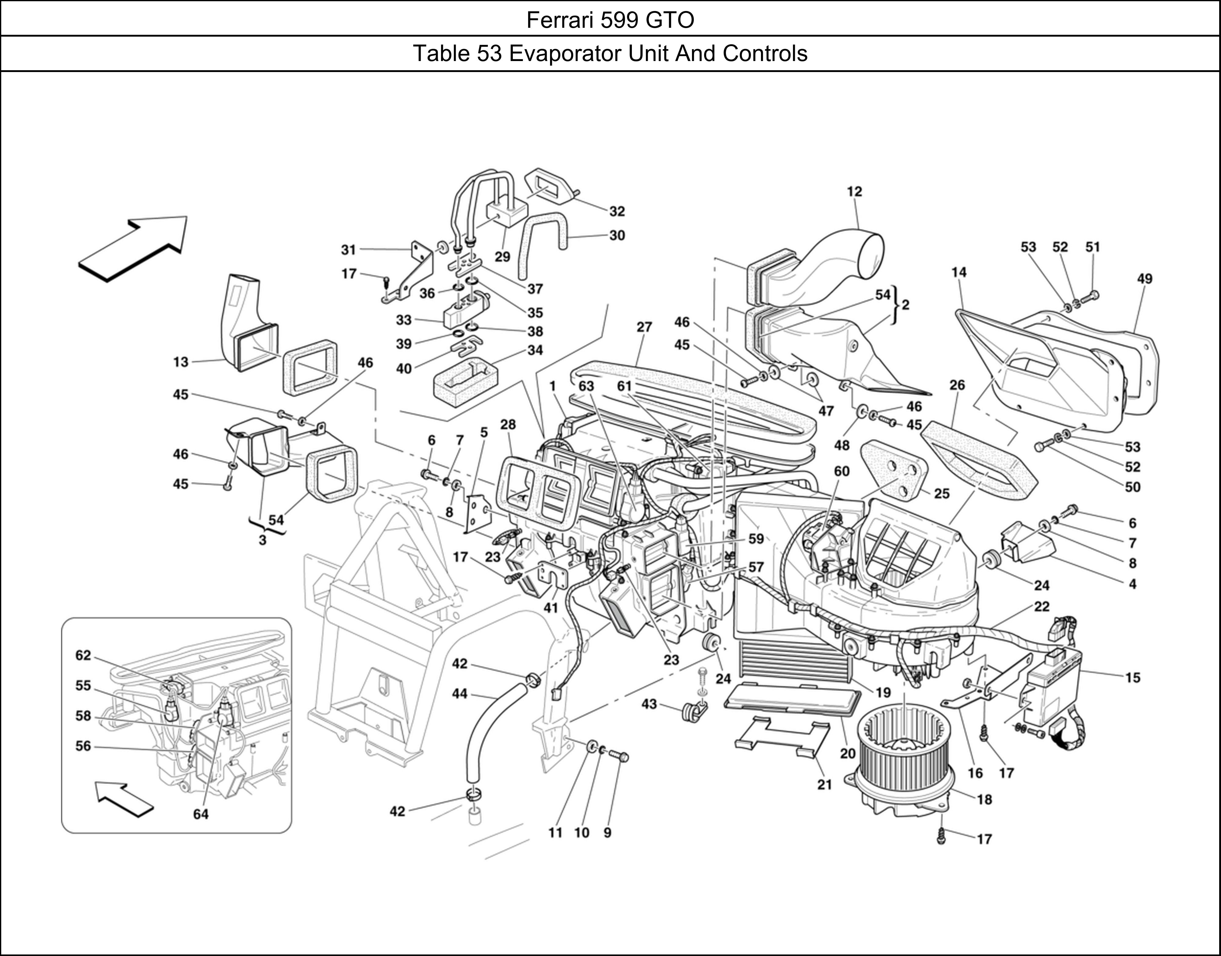 Ferrari Parts Ferrari 599 GTO Table 53 Evaporator Unit And Controls