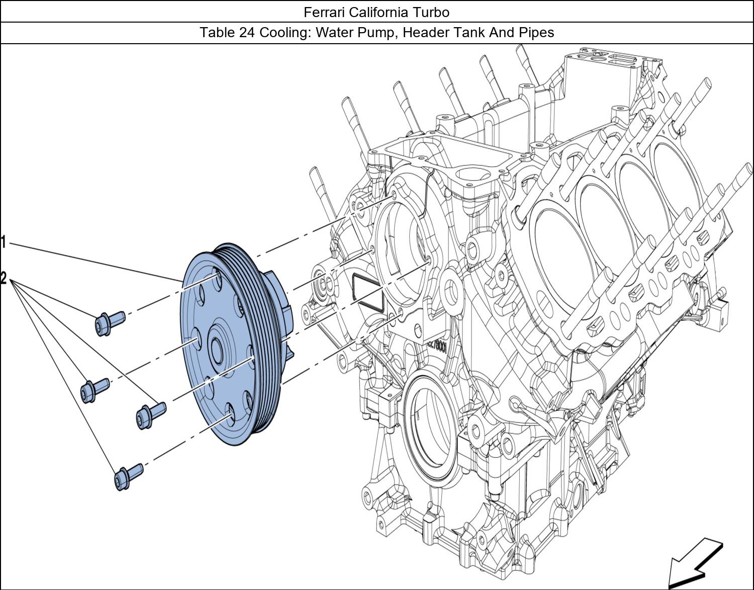 Ferrari Parts Ferrari California Turbo Table 24 Cooling: Water Pump, Header Tank And Pipes