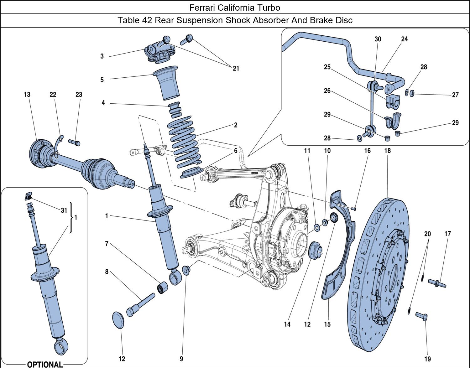 Ferrari Parts Ferrari California Turbo Table 42 Rear Suspension Shock Absorber And Brake Disc