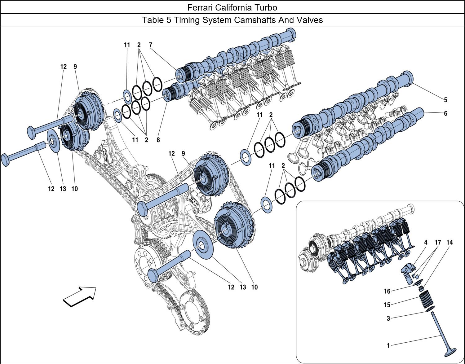 Ferrari Parts Ferrari California Turbo Table 5 Timing System Camshafts And Valves