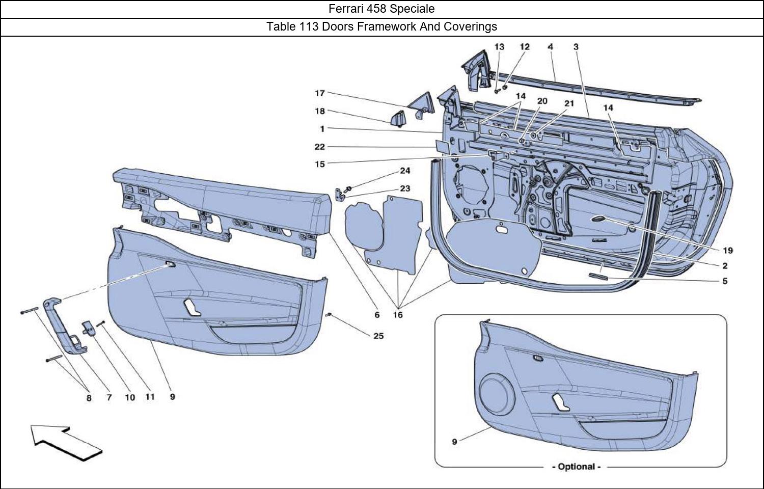 Ferrari Parts Ferrari 458 Speciale Table 113 Doors Framework And Coverings