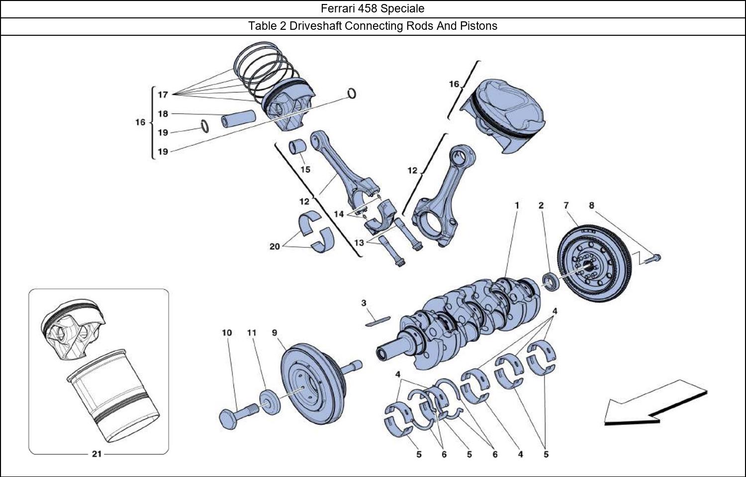 Ferrari Parts Ferrari 458 Speciale Table 2 Driveshaft Connecting Rods And Pistons