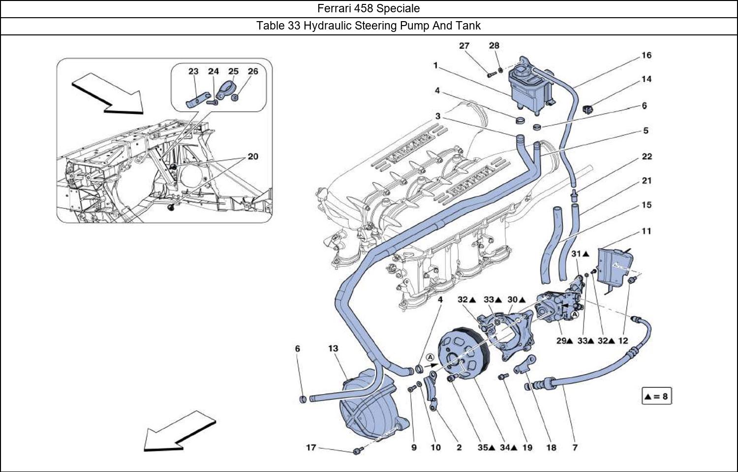 Ferrari Parts Ferrari 458 Speciale Table 33 Hydraulic Steering Pump And Tank