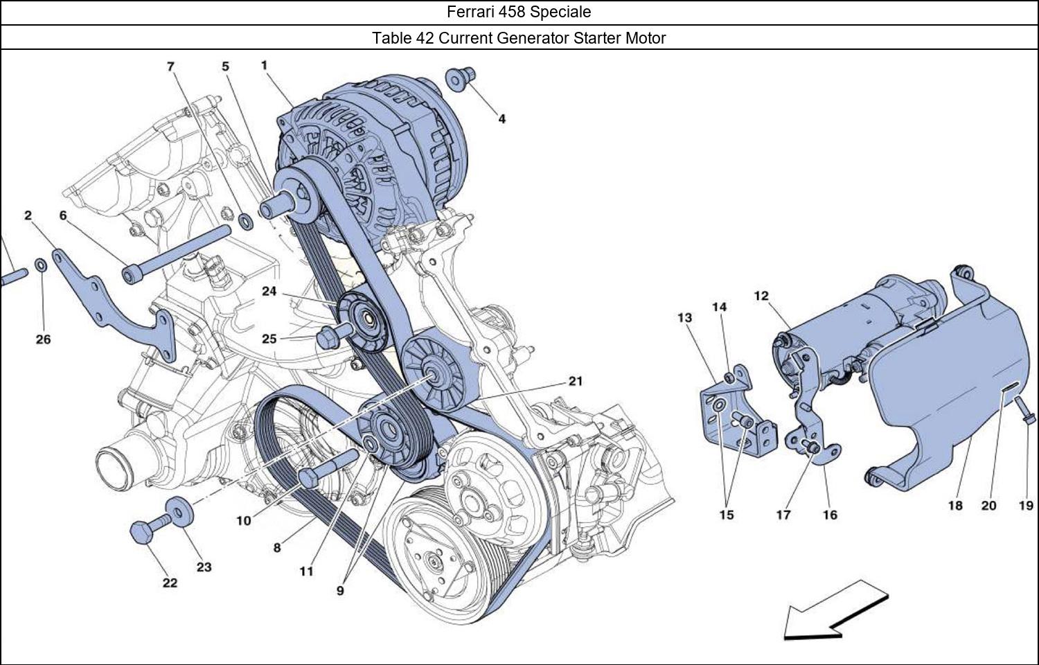 Ferrari Parts Ferrari 458 Speciale Table 42 Current Generator Starter Motor